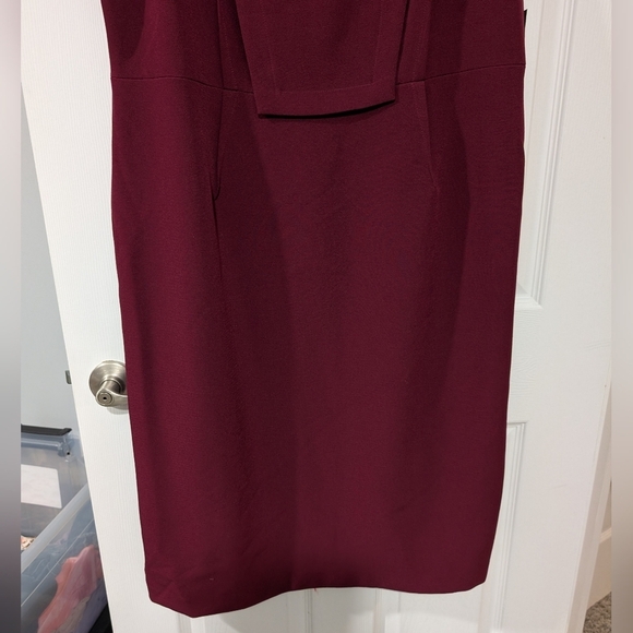 NWT NY&CO Eva Mendes Wine Red Sheath Midi Dress Square Neck Sleeveless Size 18+ - Picture 5 of 12